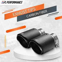 Punta de escape universal en acero inoxidable mate, fibra de carbono