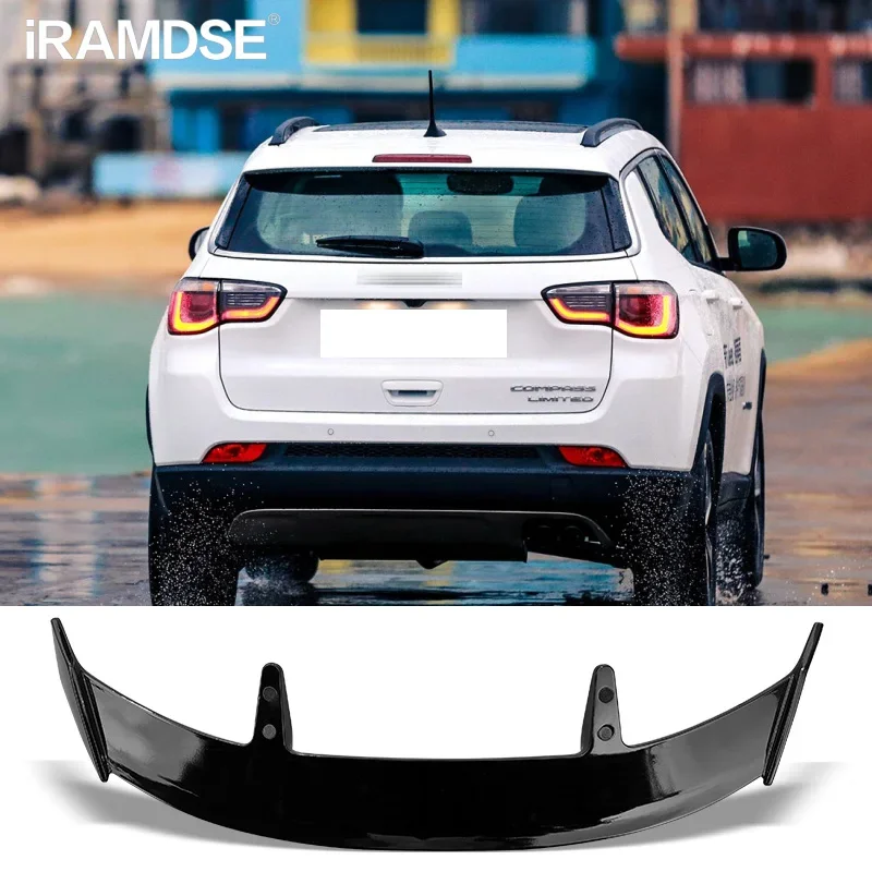 Alerón de carbono para Jeep Compass 2017-2021, acabado negro ABS