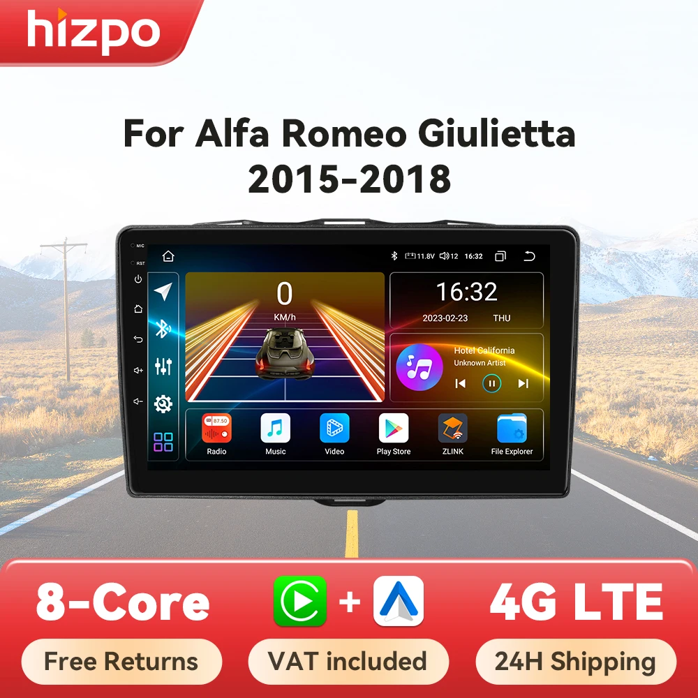 Radio Android Auto Hizpo CarPlay para Alfa Romeo Giulietta 2015-2018
