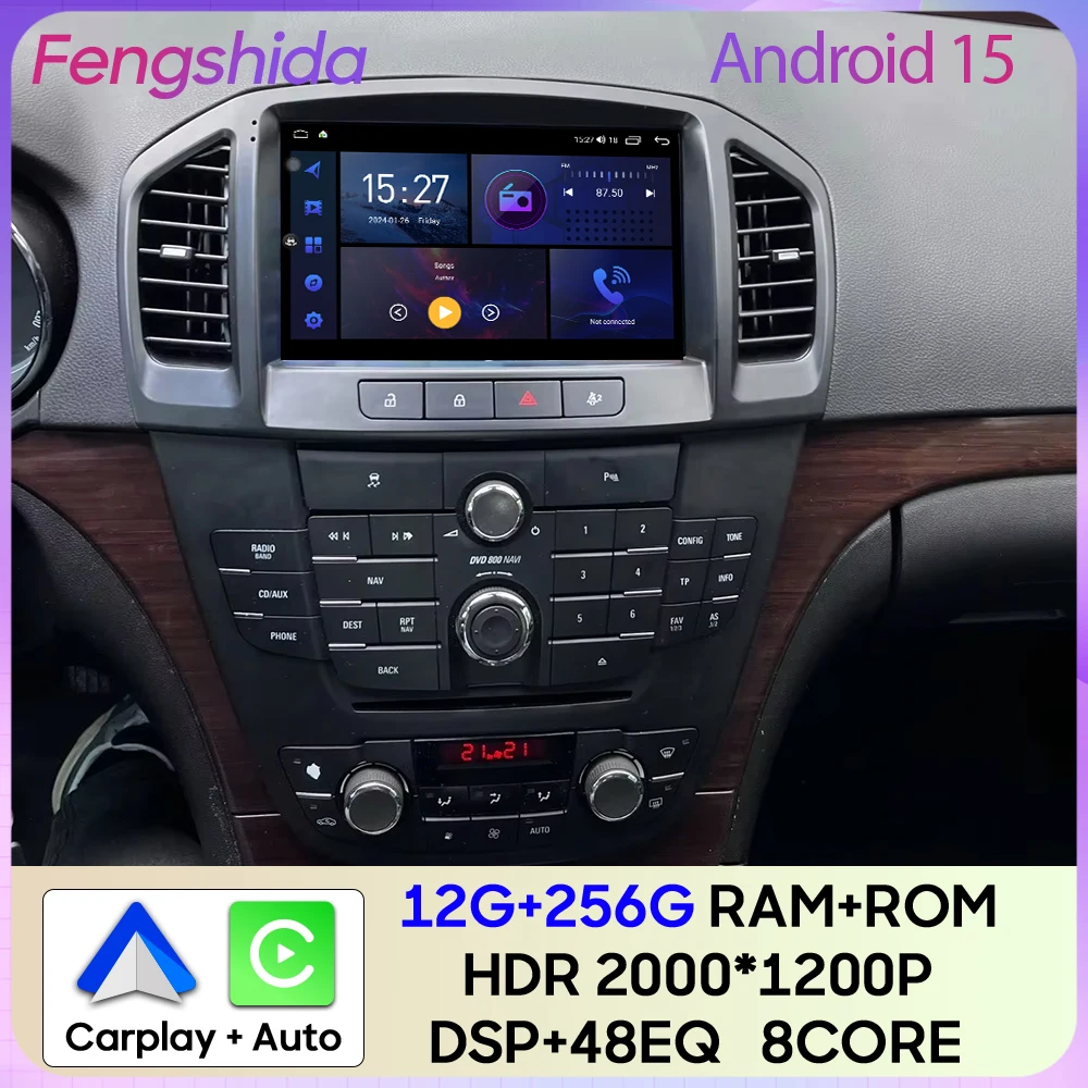 Radio navegador Android 15 CarPlay para Opel Insignia y Buick Regal
