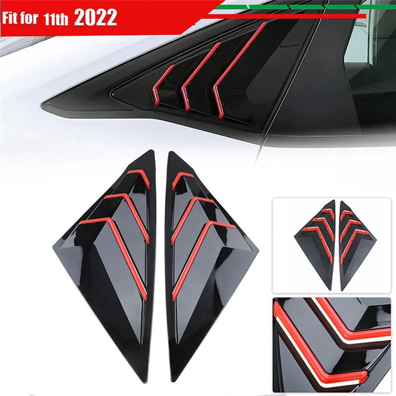 Persianas laterales traseras negro-rojo Honda Civic Sedan 2022-2023 - imagen 5