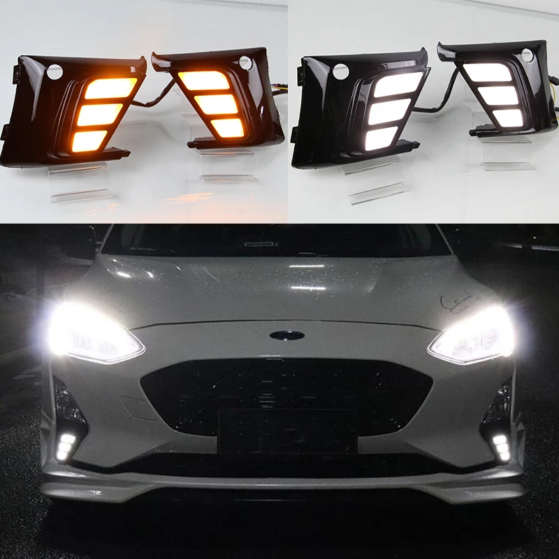 Luces diurnas LED con intermitente amarillo para Ford Focus 2018-2019 - imagen 4