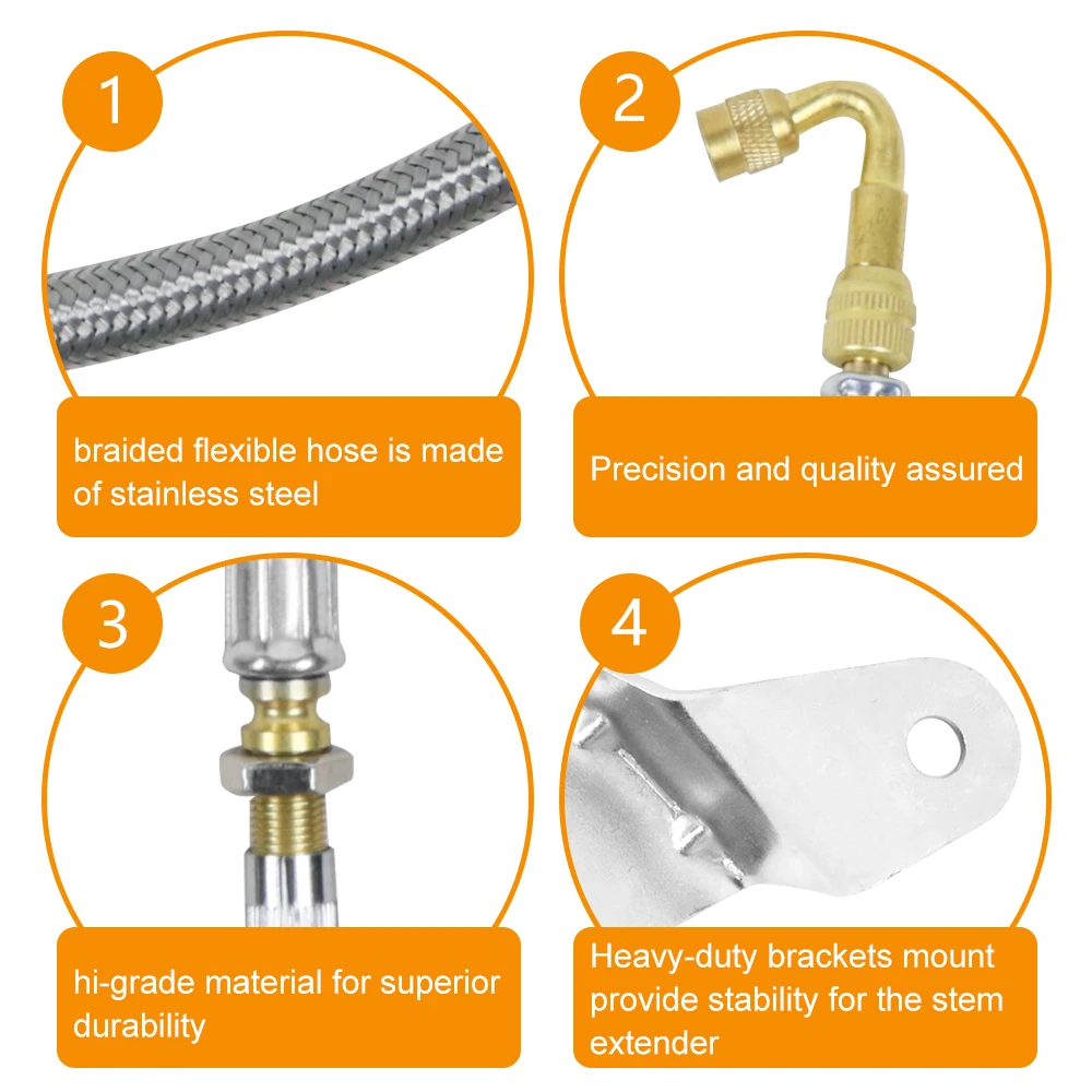 Kit extensores de válvula latón universal – adaptador para neumáticos - imagen 4