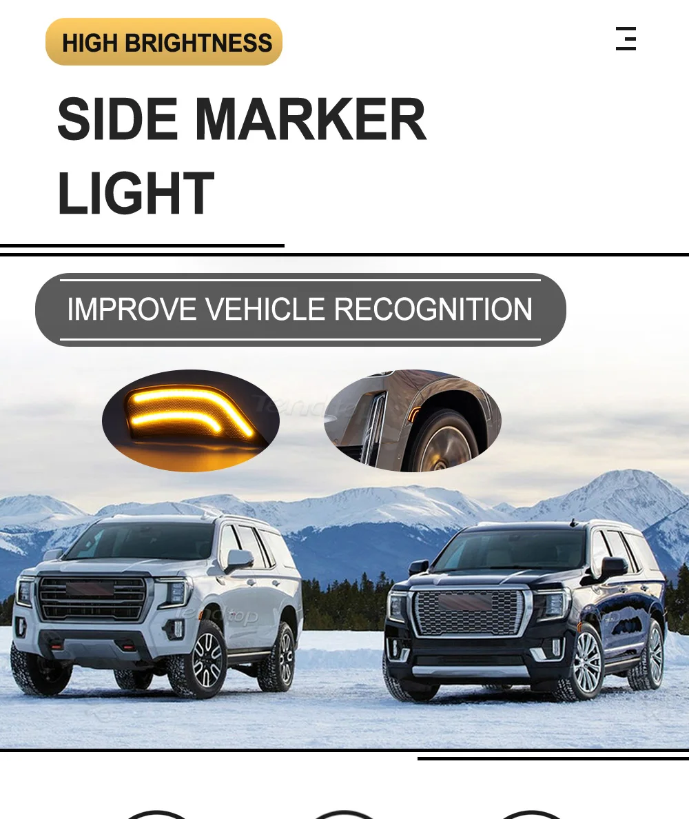 Luces laterales LED ámbar para vehículos Chevrolet, GMC y Cadillac