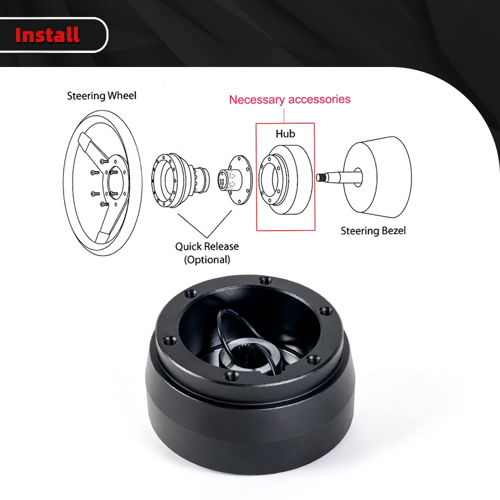 Detalle del adaptador para volante y sus puntos de fijación