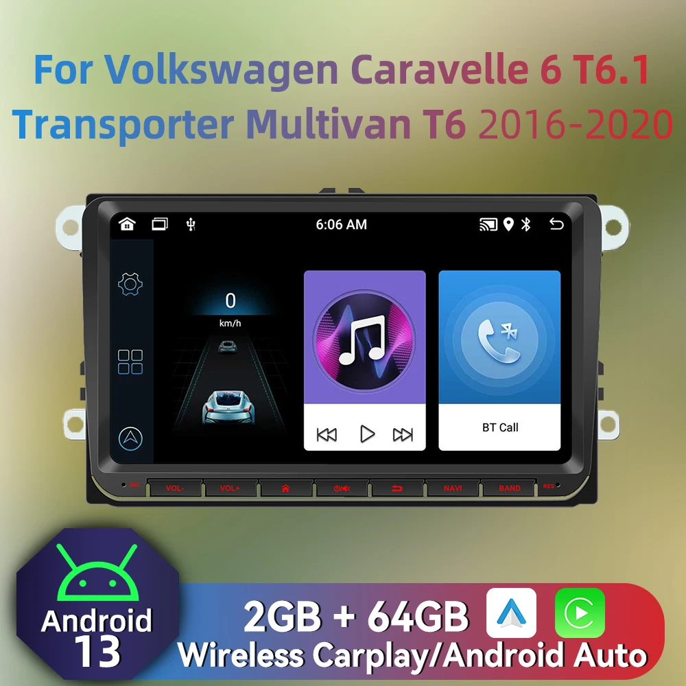 Radio multimedia Android Auto con GPS VW Caravelle T6.1