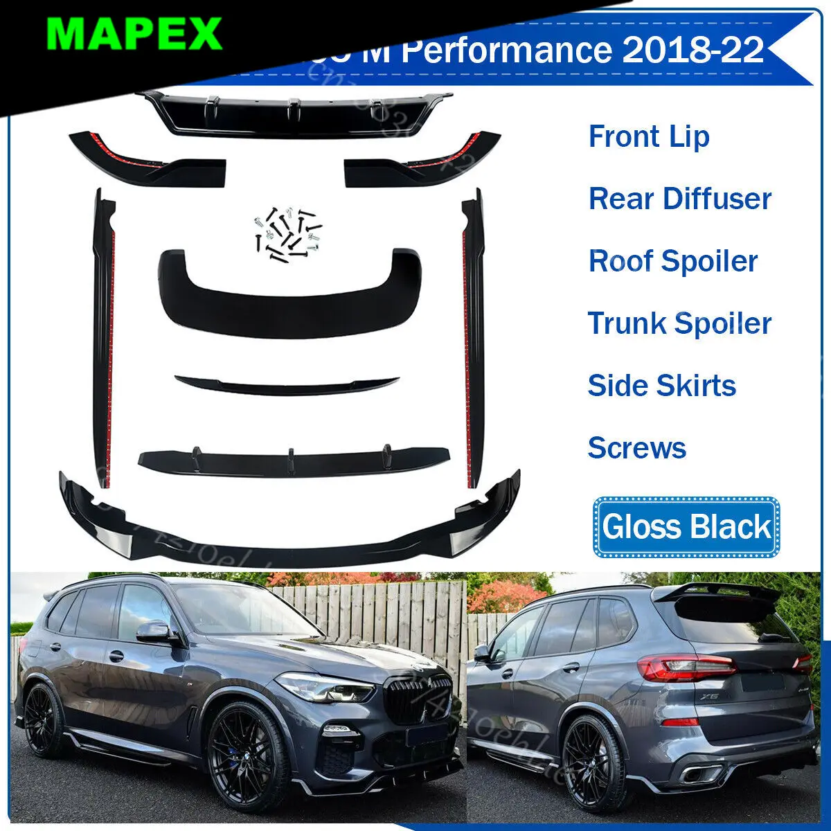 Kit aerodinámico BMW X5 G05 2019+ con paragolpes, faldones y difusor