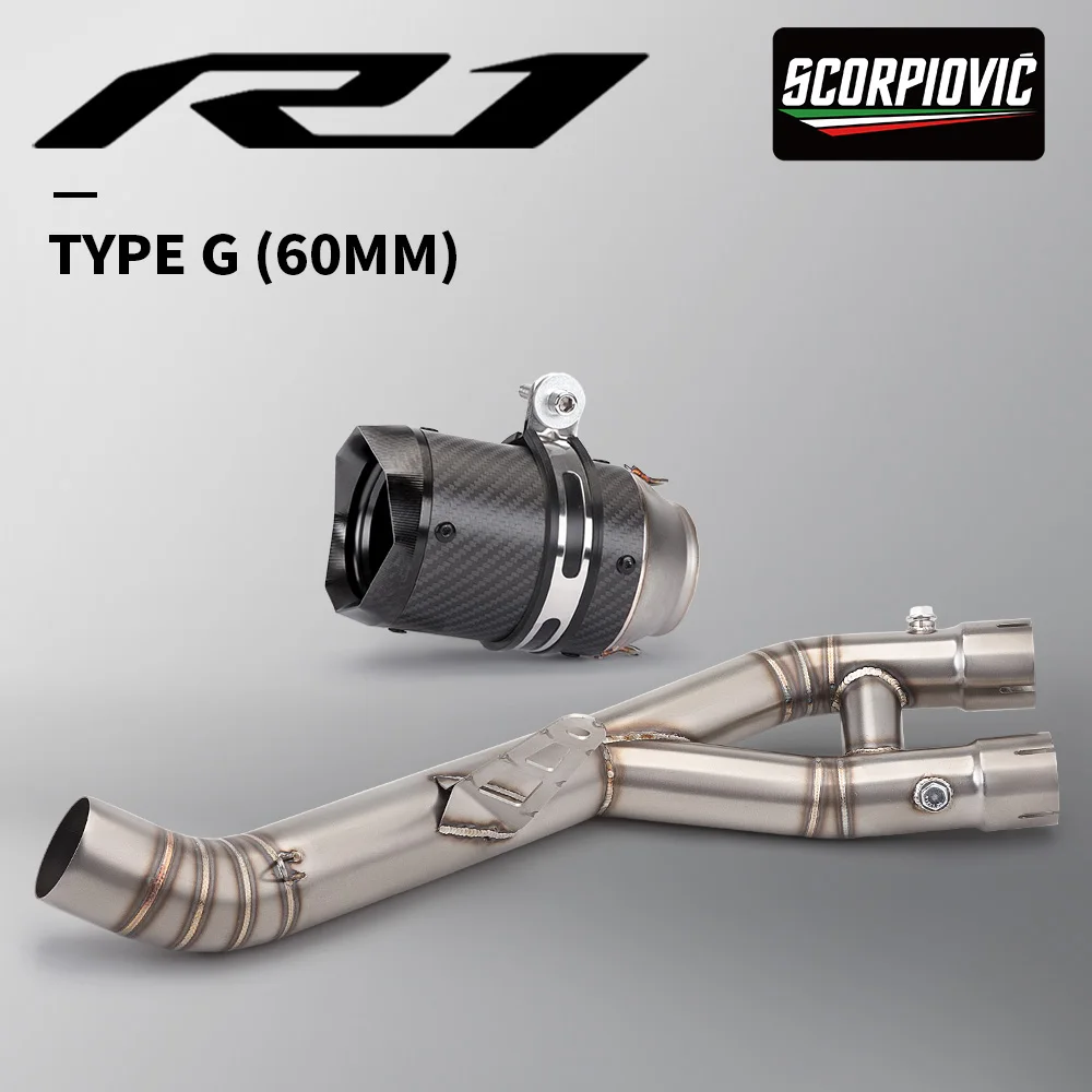 Escape slip-on Yamaha YZF R1, R1M y MT10 con tubo de enlace 60mm