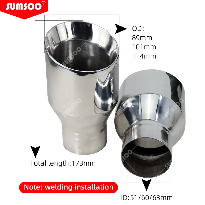 Sistema escape SUMSOO acero inoxidable – Punta silenciador universal - imagen 2