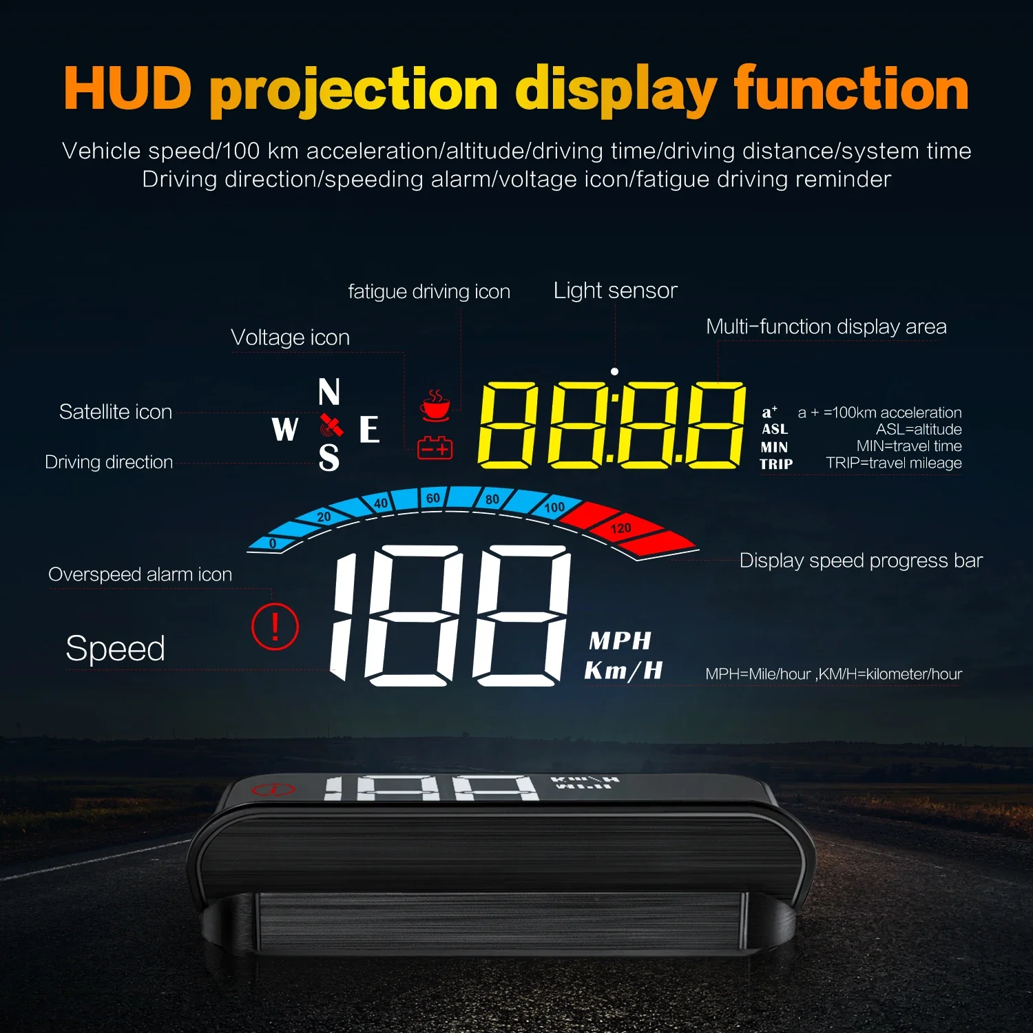 Head-Up Display para parabrisas con GPS y velocímetro - imagen 2