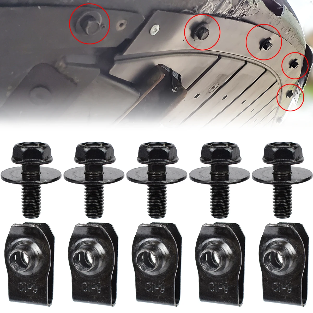 Clips de carrocería M6 con tuerca en U para cubrecárter