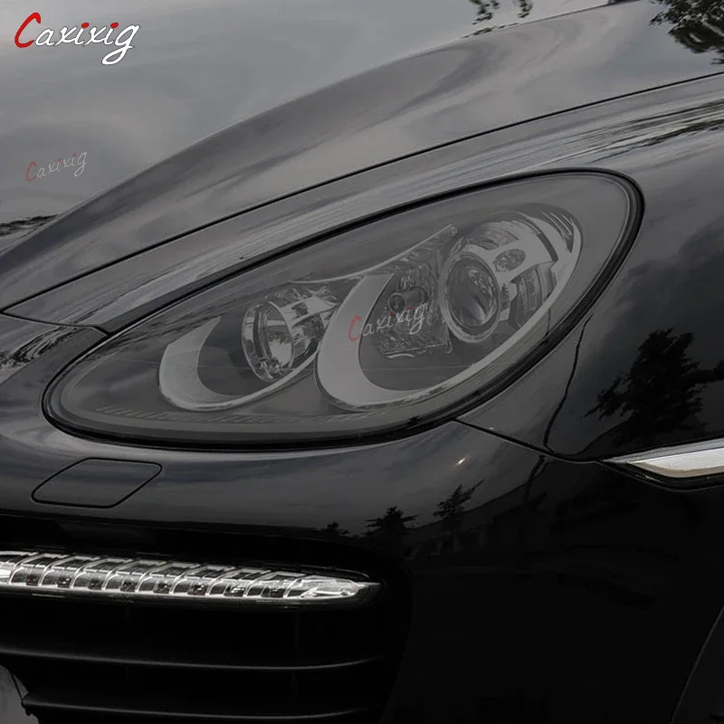 Película protectora para faros delanteros de coche, pegatina de TPU negra ahumada para Porsche 911 718 Cayenne Panamera Macan Taycan, accesorios, 2 uds. - imagen 4
