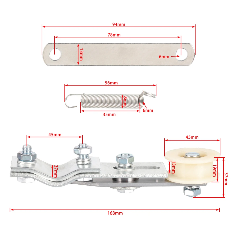 Detalle del kit tensor para bicicleta motorizada