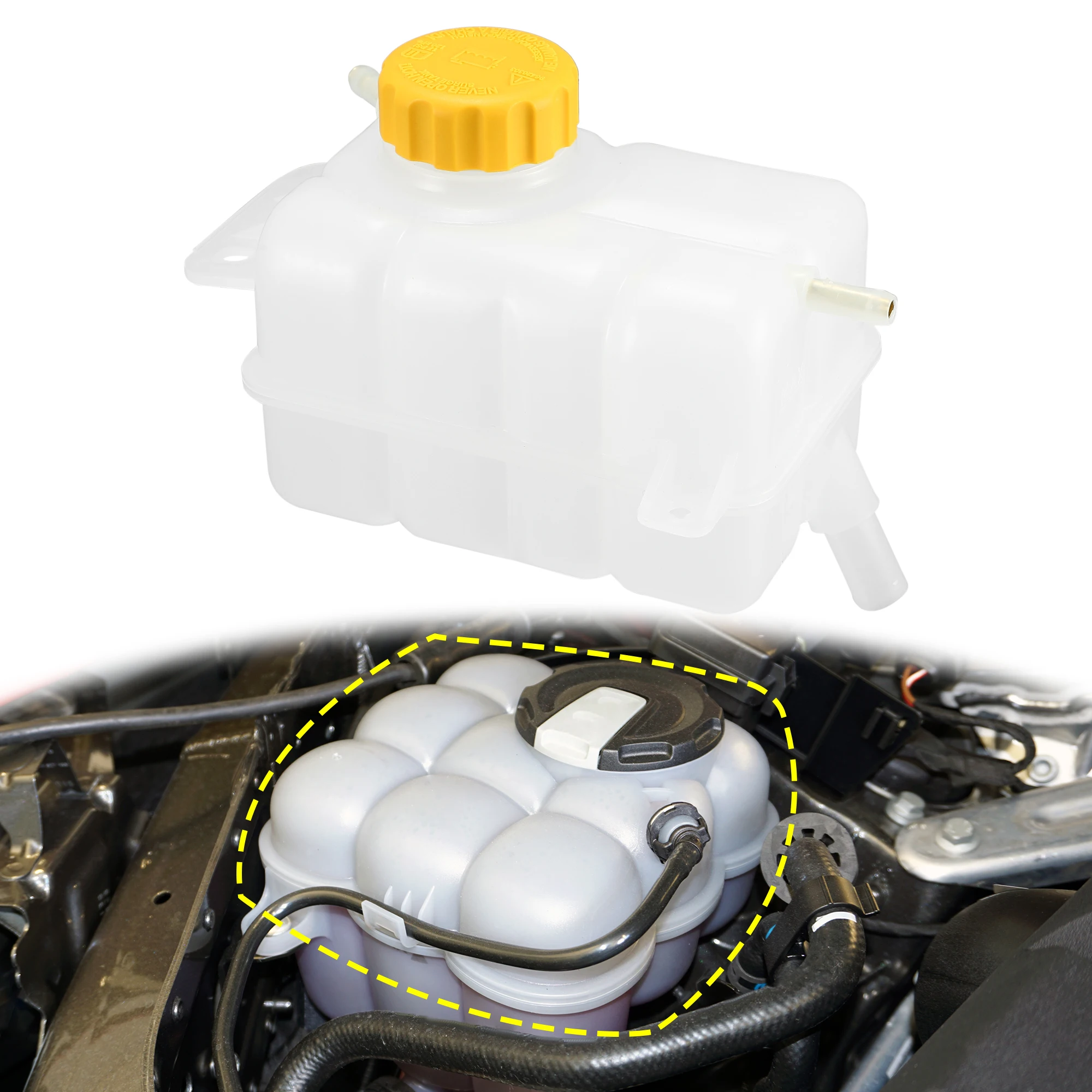 UXCELL-tanque de depósito de radiador refrigerante para Chevrolet Aveo LS, LT 1.6L L4 - Gas 96930818-95216944, 2007 con tapa, 1 Juego - imagen 3