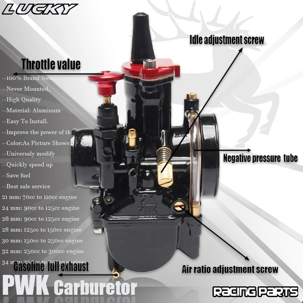 Carburador PWK Power Jet alta prestaciones moto universal 21-34mm