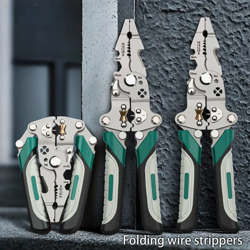 Pelador de cables plegable multifuncional con polea y alicates