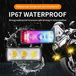 Faro LED delantero con destello rojo azul para moto eléctrica
