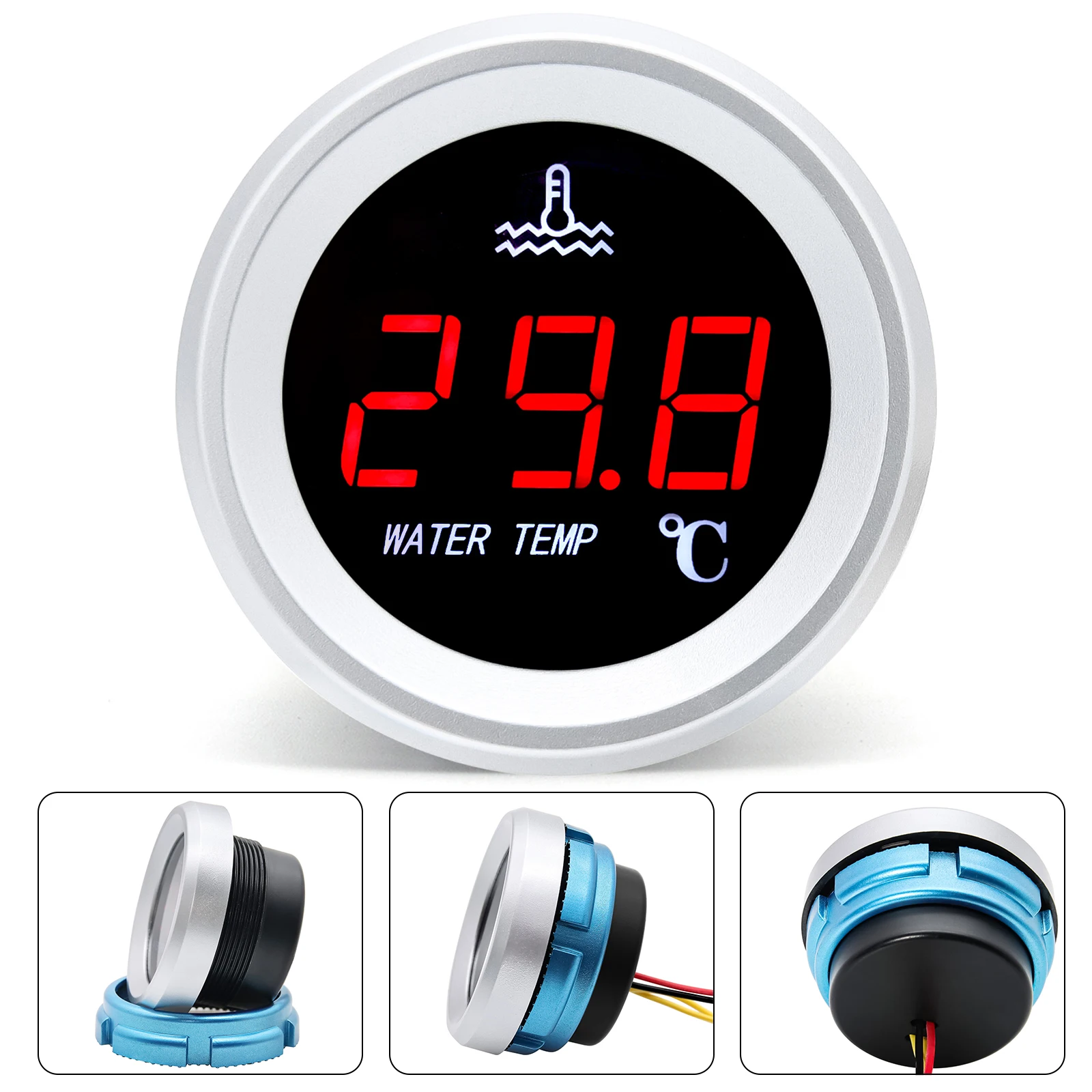 Temperatura del agua 0-120 C 52 mm con alarma y sensor 1/8NPT - barco - imagen 4