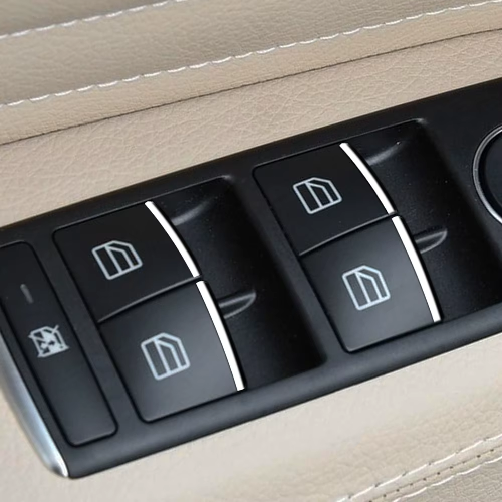 7 Uds. Pegatina cromada para botón de elevación de ventana de puerta de coche, lentejuelas para Mercedes Benz E W212 C W204 GLK X204 ML GL W166 X166, accesorios - imagen 2