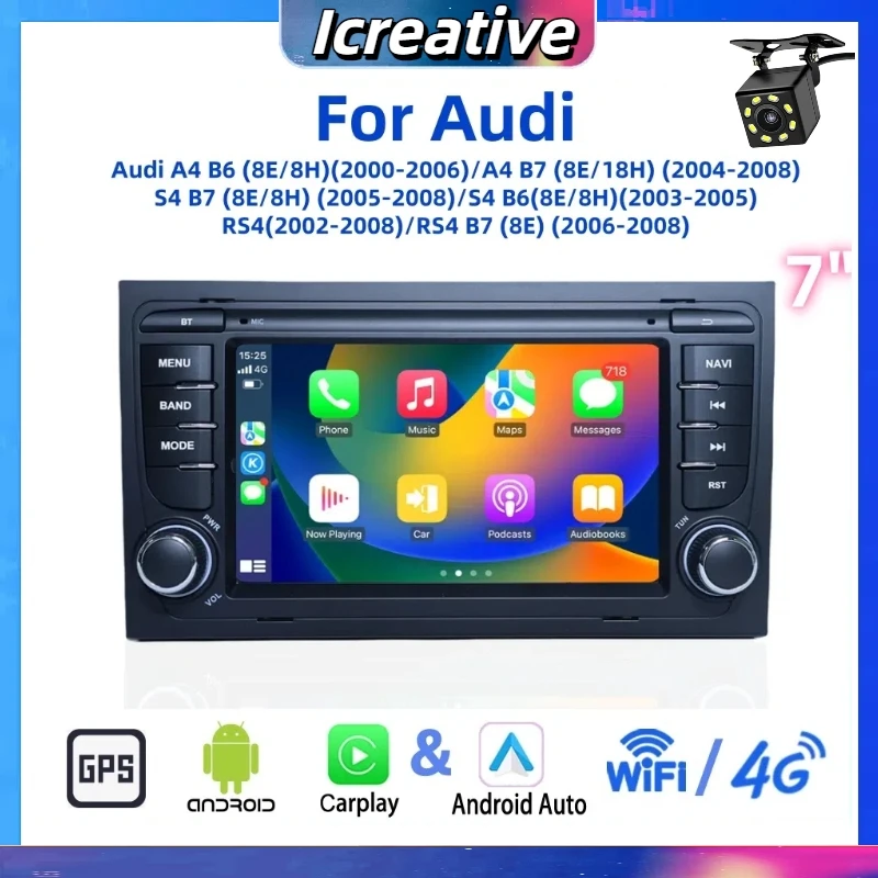 Radio Android 2DIN con CarPlay para Audi A4 B6/B7 S4 RS4 – Navegación