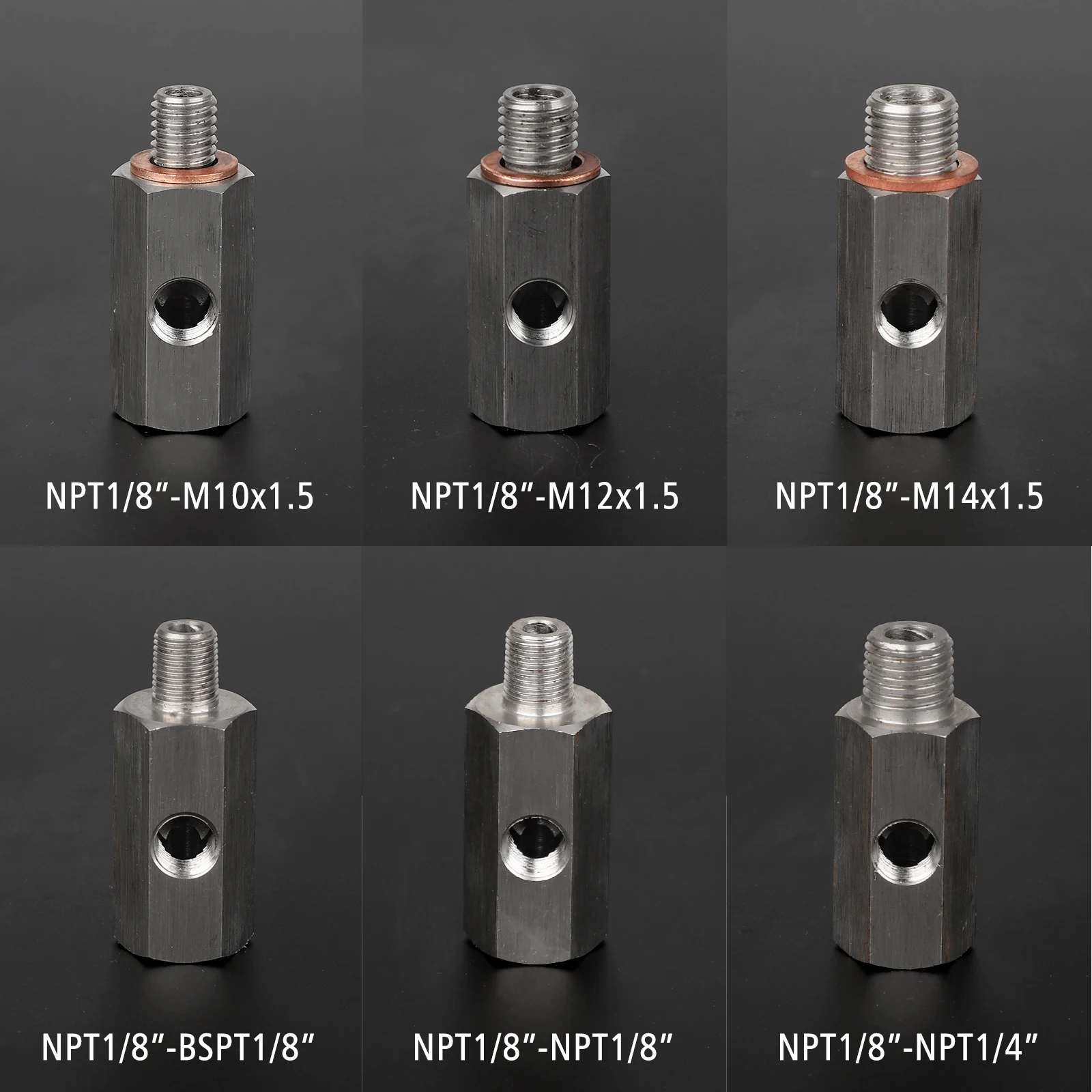 Sensor de presión de aceite con agujeros laterales y adaptador 1/8 - imagen 3
