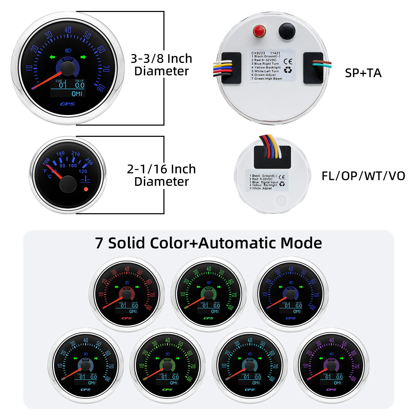 Kit de relojes digitales GPS para coche y barco con sensores - imagen 3