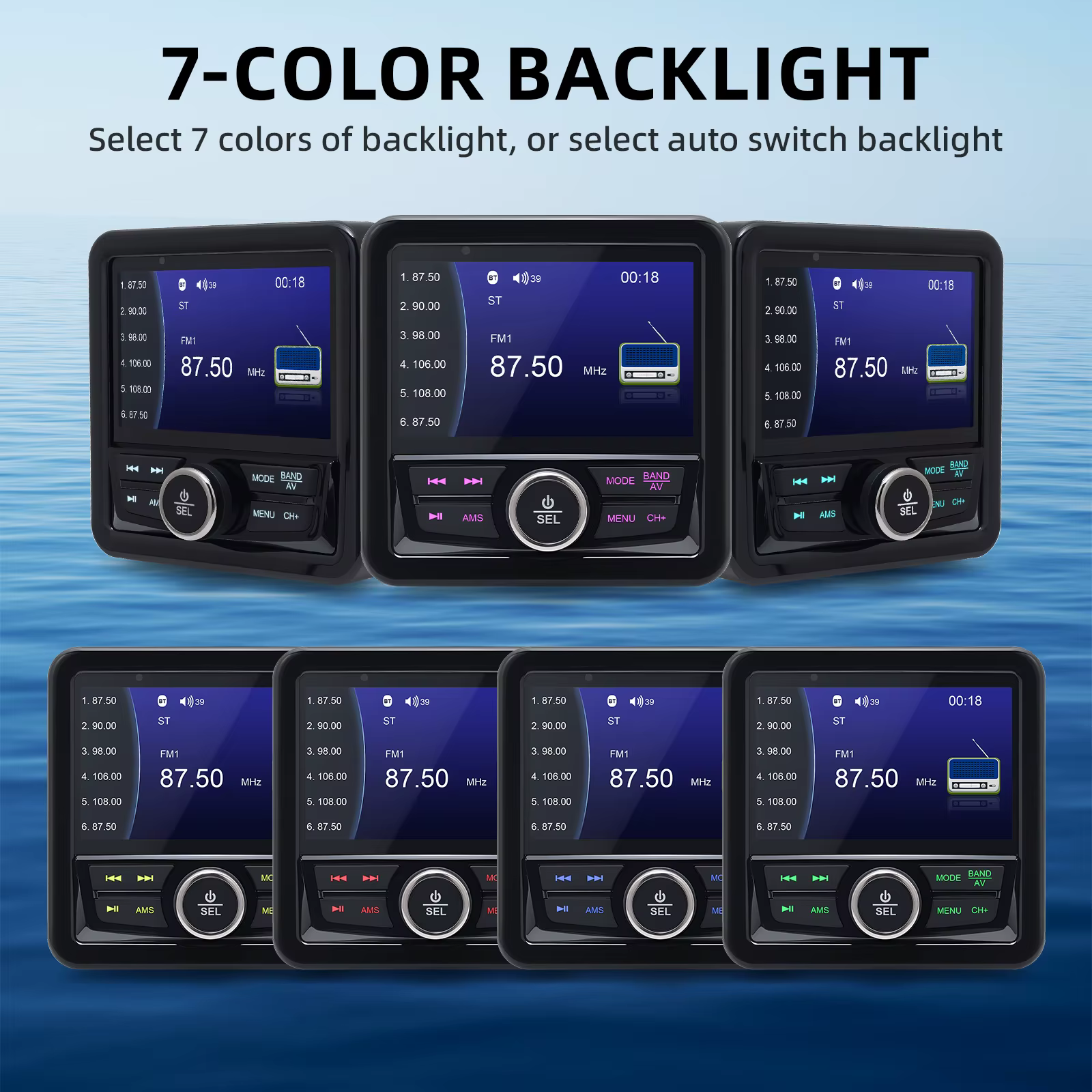 Reproductor de Radio MP5 para barco marino, resistente al agua, compatible con Bluetooth, reproductor de medios digitales, Audio estéreo para RV, ATV, UTV, SPA - imagen 5