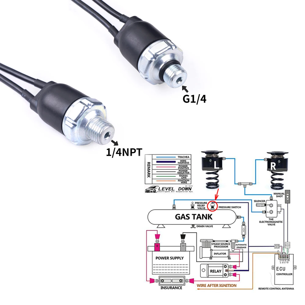 Compresor de suspensión neumática 14ASC con interruptor de presión - imagen 5