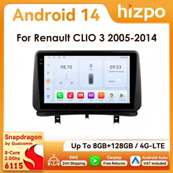 Hizpo Autoradio 2 DIN Android 14 para Renault Clio 3 2005-2014