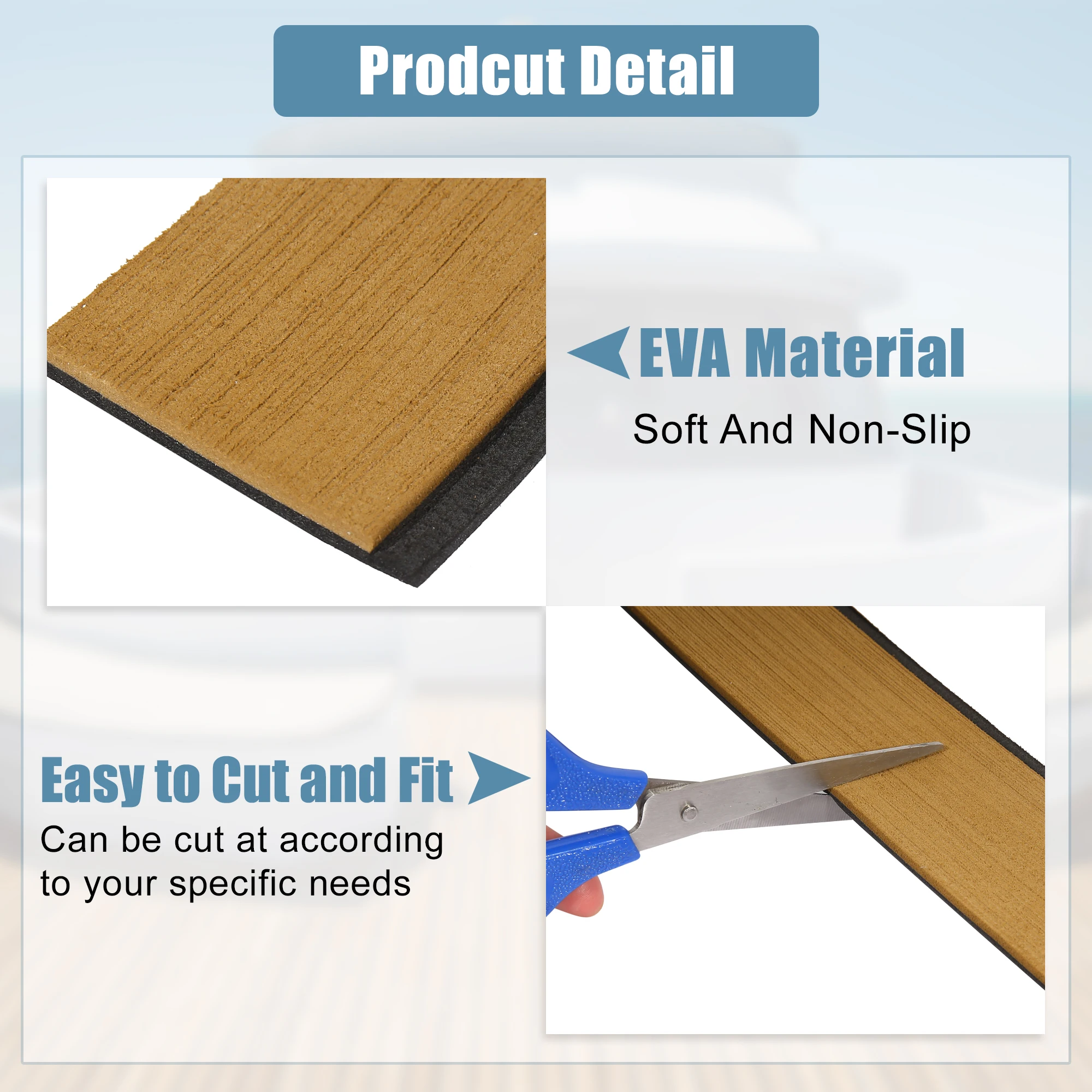 Autohaux Alfombrilla náutica de espuma EVA autoadhesiva efecto teca - imagen 4