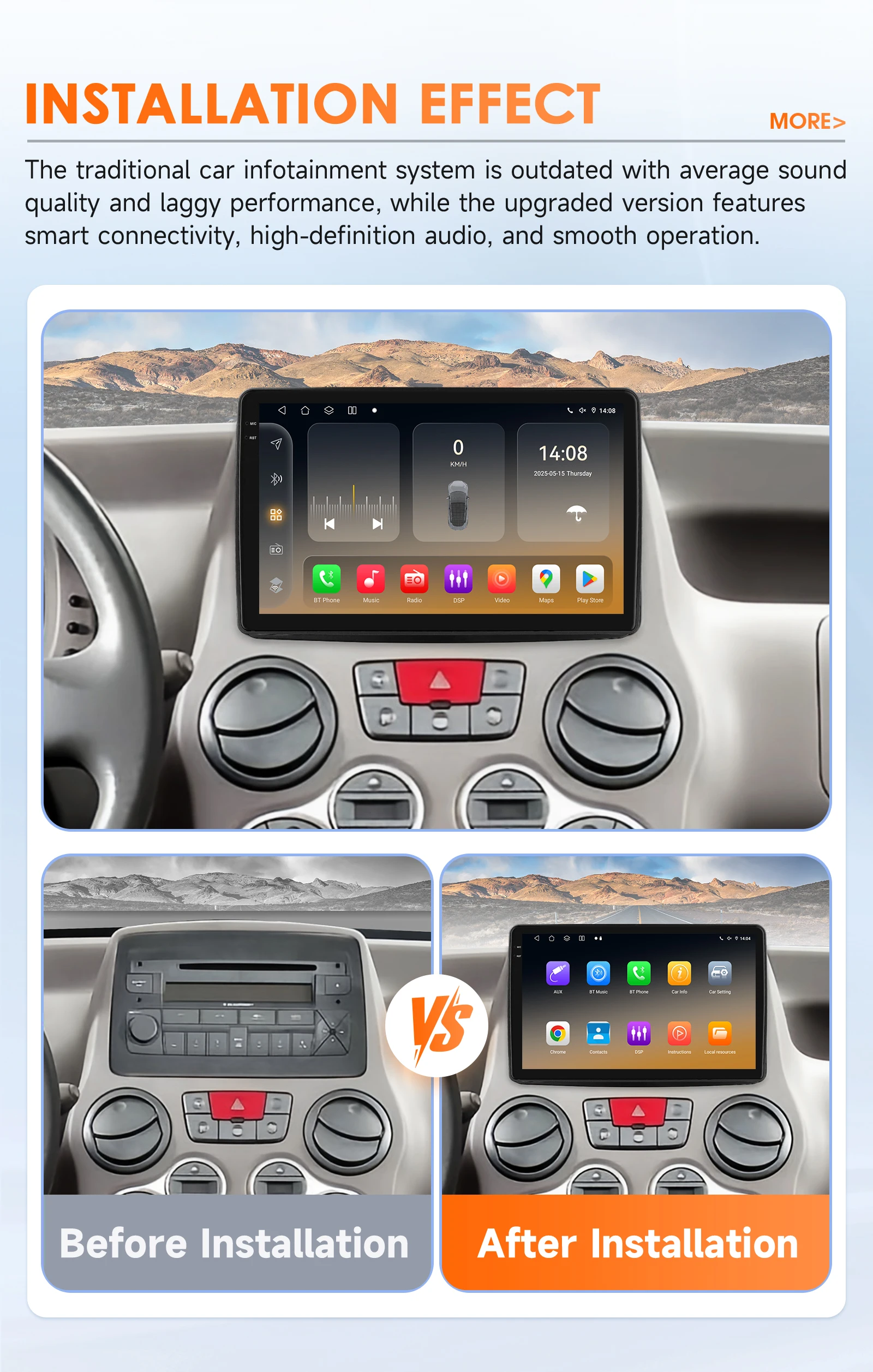 Hizpo Autoradio GPS CarPlay – Fiat Panda 2003-2012 - imagen 2