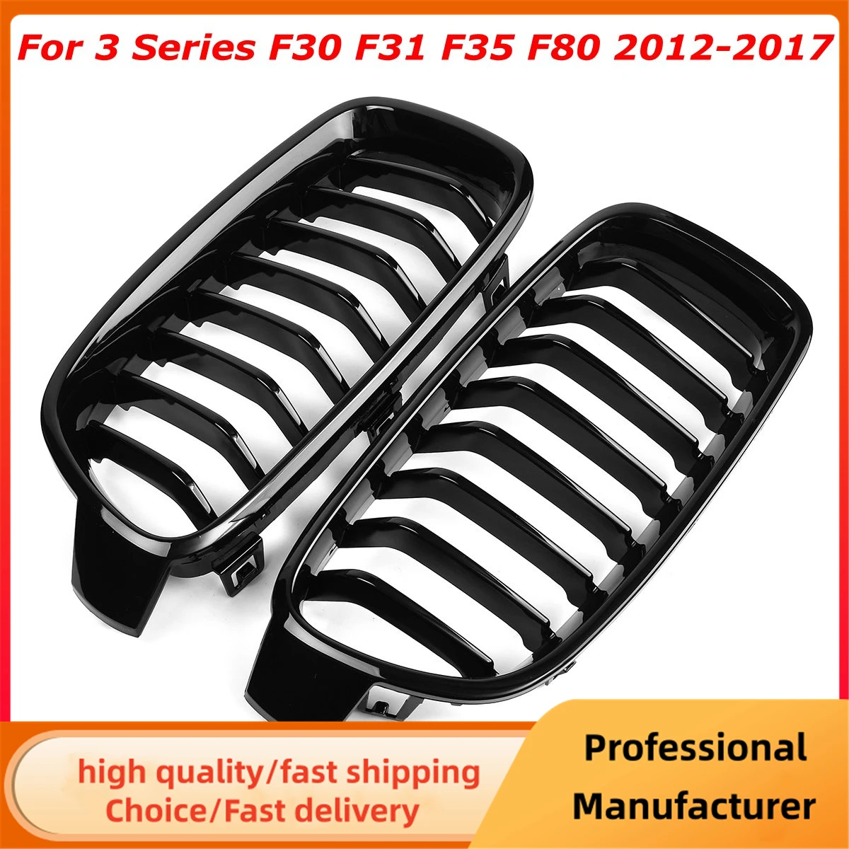 Parrilla doble riñón negra para BMW Serie 3 F30/F31/F80 (2012-2018) - imagen 4