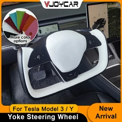 Volante tipo yugo Vjoycar en Alcantara y Nappa para Tesla Model 3/Y