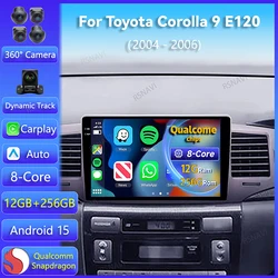 Radio 2DIN Android 15 con CarPlay y GPS para Toyota Corolla E120