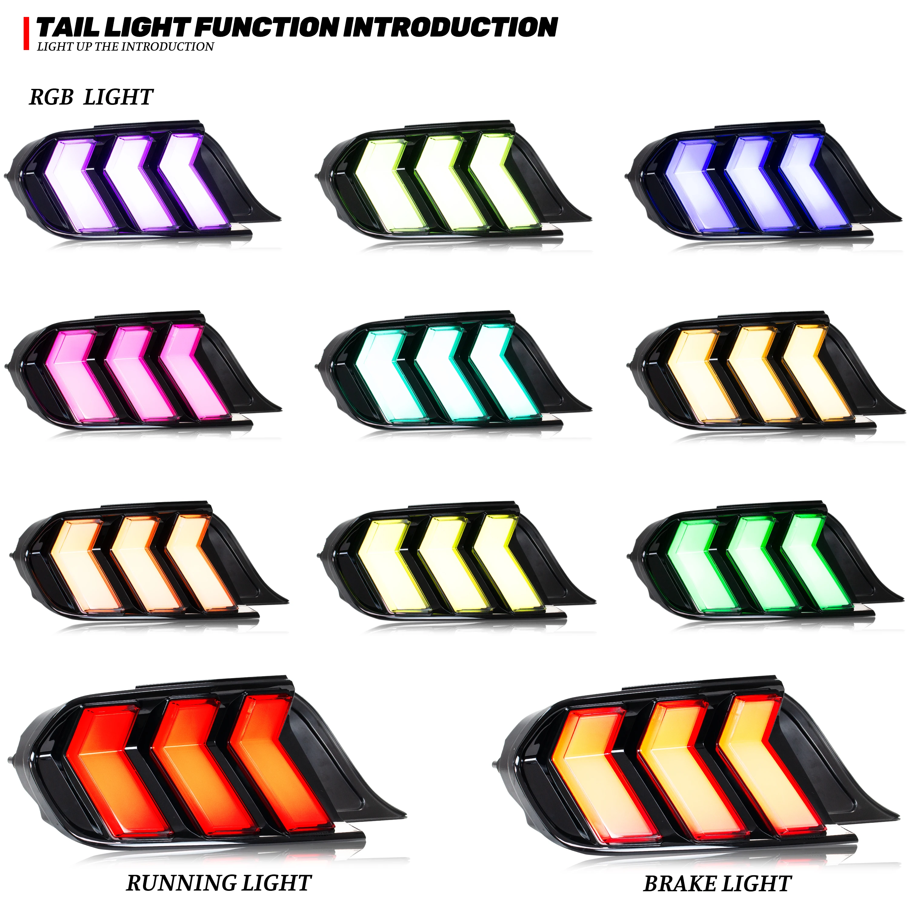 Luces traseras LED RGB para Ford Mustang S550 2015-2023 luces traseras de señal de giro secuencial de animación dinámica - imagen 3