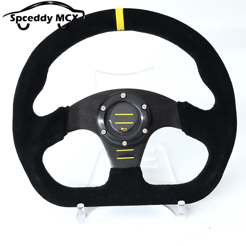 Volante de carreras en forma de D, cuero de ante, 13 pulgadas 320 mm - imagen 3