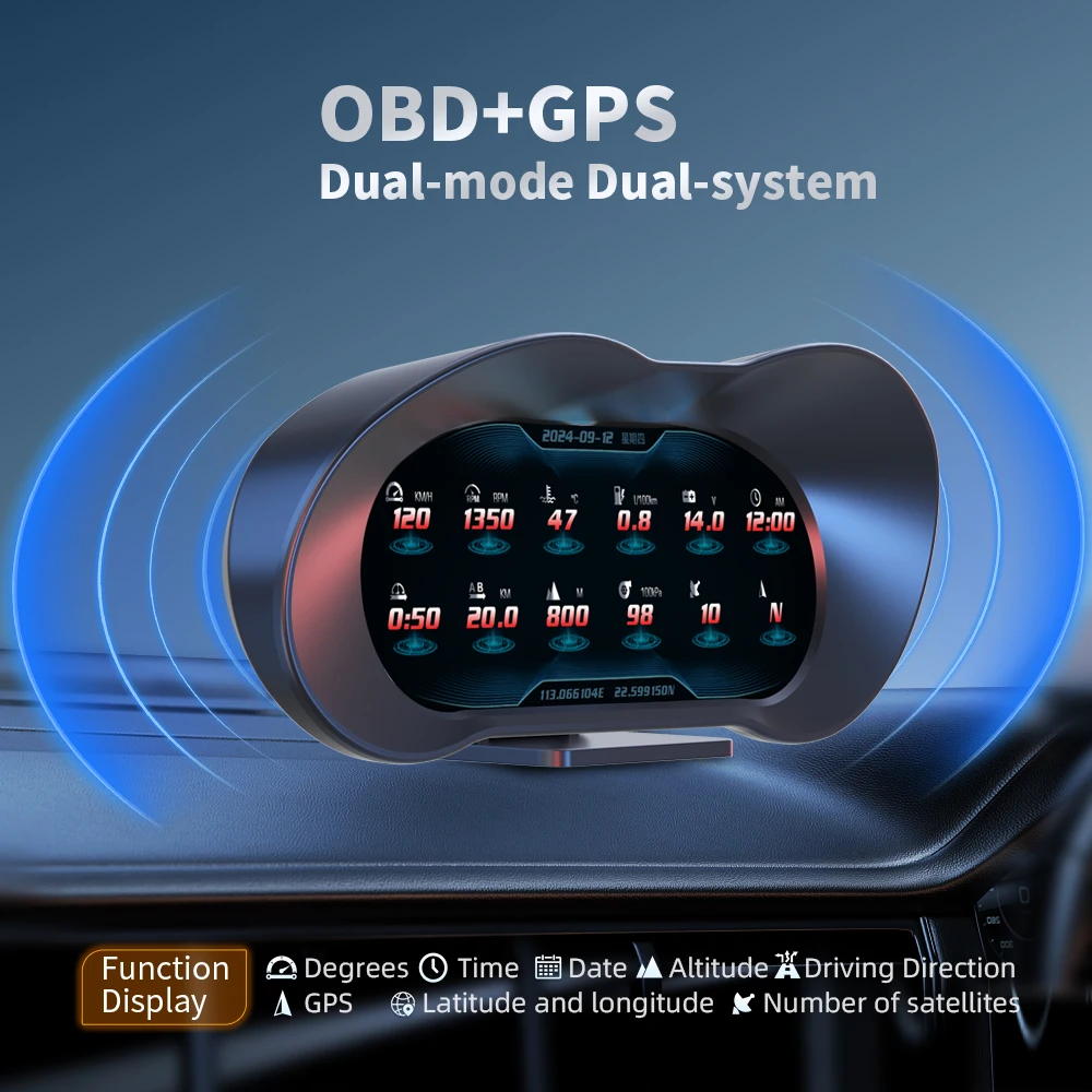 HUD OBD2 velocímetro rpm temperatura aceite agua - imagen 2