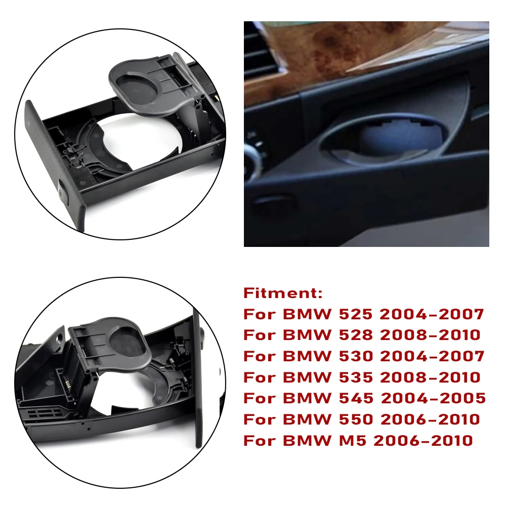 Portavasos BMW E60/E61 M5 Serie 5 – Par delantero negro - imagen 4