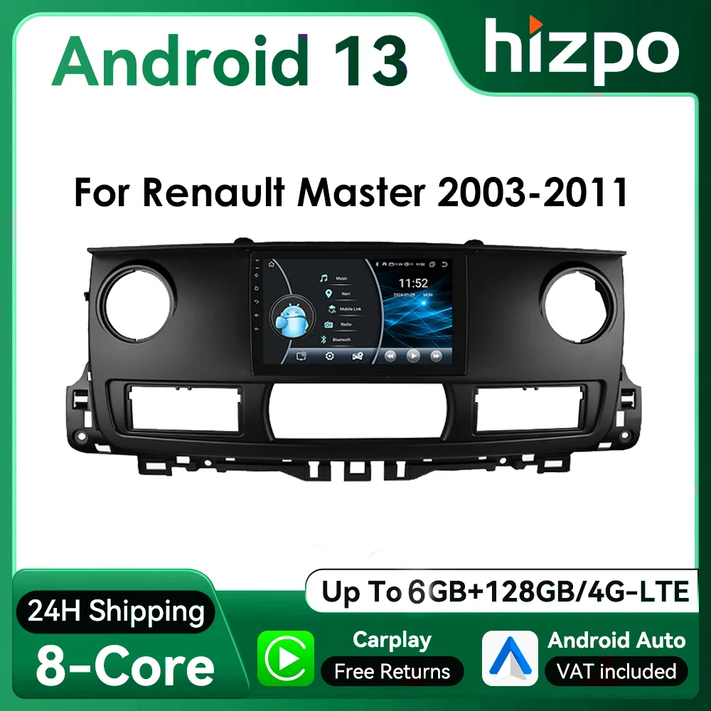 Radio Android 13 Hizpo para Renault Master con CarPlay y GPS