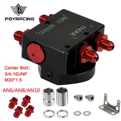 Adaptador tipo sándwich de filtro de aceite con bloque remoto de filtro de aceite con termostato 1xAN8 4xAN6/AN8/AN10 PQY5675BK