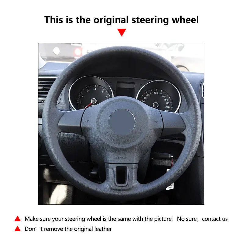 Funda de volante en cuero genuino para VW Golf 6, Jetta y Polo - imagen 5