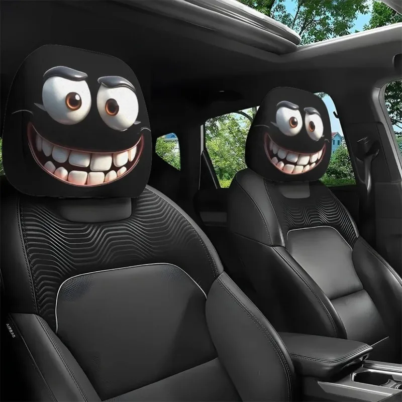 Funda de cojín para reposacabezas de coche con estampado sonriente - imagen 2