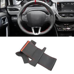 Funda volante Peugeot 208 microfibra roja cosida a mano 2008-2018