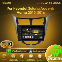 Hizpo Radio 2 DIN Android 13 con GPS para Hyundai Solaris 2010-2016