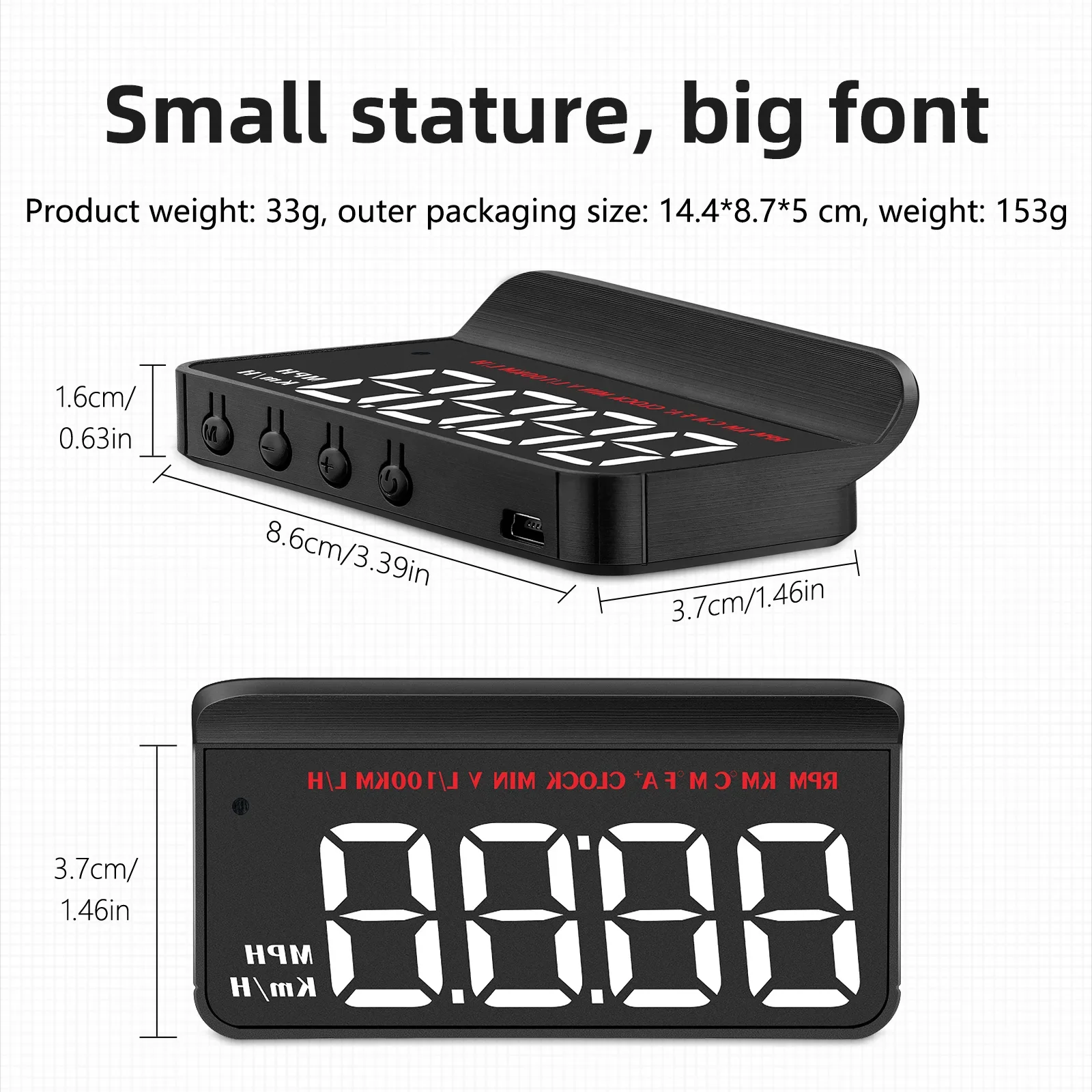 Pantalla HUD OBD para coche con velocímetro, voltaje y temperatura - imagen 4