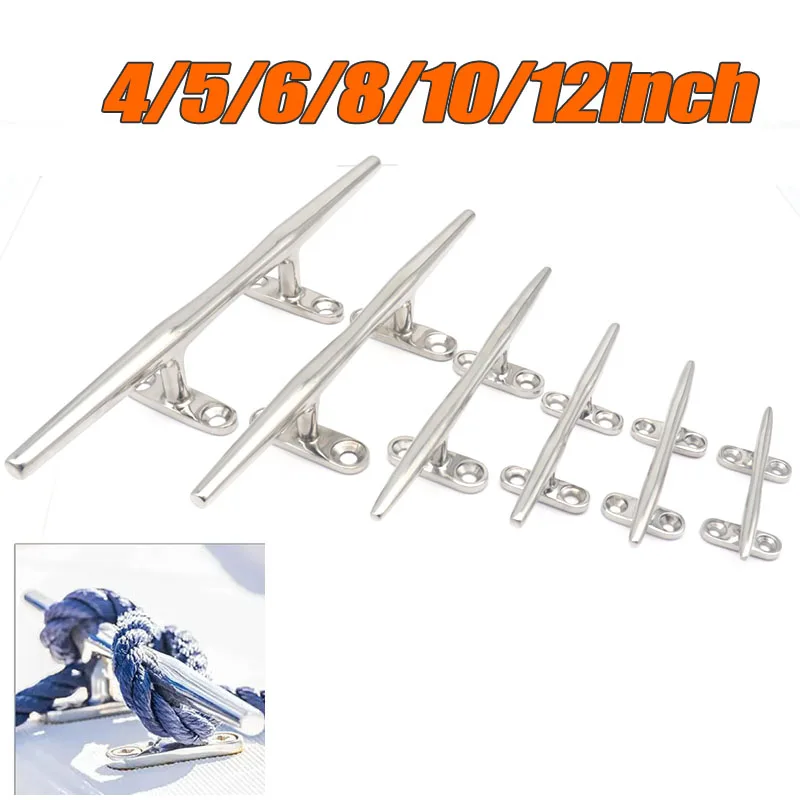 5 "6" 8 "10" 12 "316 tacos de amarre de barco marino de acero inoxidable bolardo de yate pulido con espejo tacos de Base hueca para barcos de alta resistencia