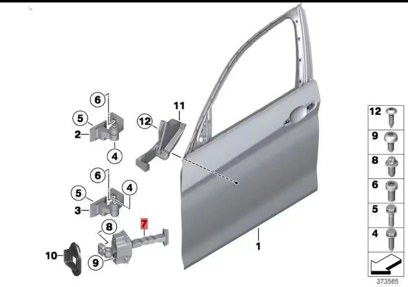 Freno de puerta delantera izquierda BMW Serie 3 F30 F80 F31 OEM 51217446717 - imagen 5