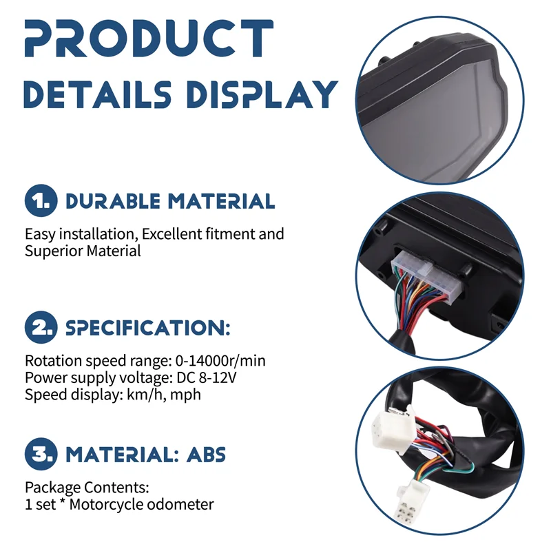 Velocímetro Digital LCD Universal con Tacómetro para Moto - imagen 3