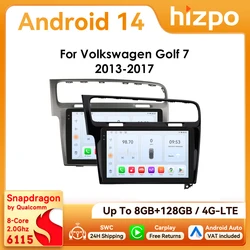 Radio 2DIN Android 14 con GPS, Bluetooth y CarPlay para VW Golf 7 2013-2017