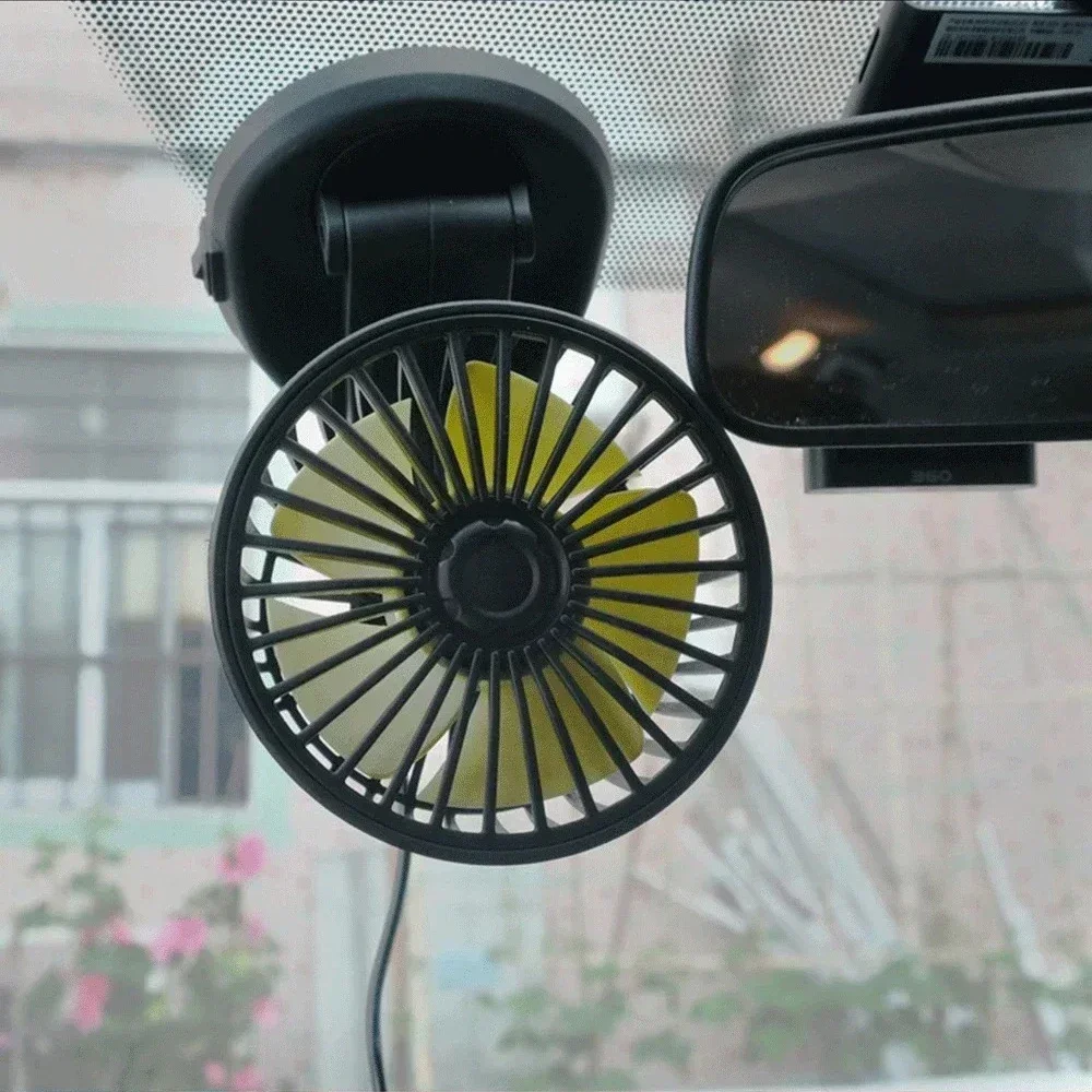 EAFC Ventilador de coche USB de doble cabezal orientable 360° - imagen 4